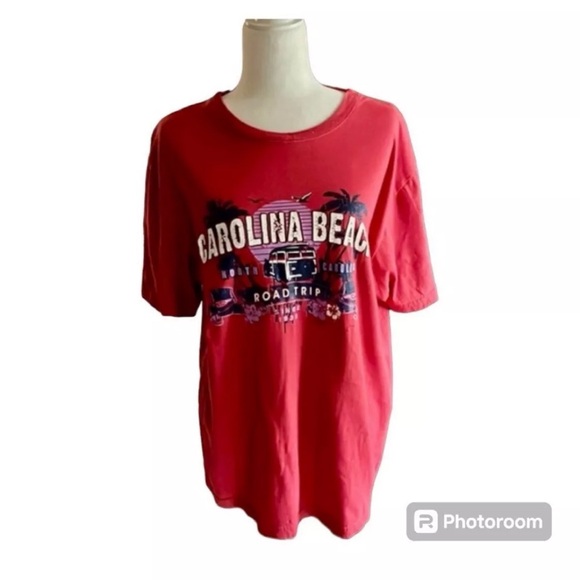 Deluxe by LG Carolina Beach Print Red T-Shirt Size XL - Picture 1 of 9